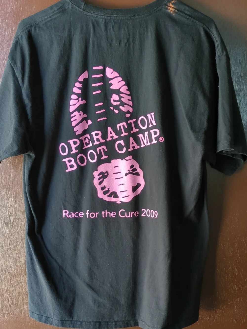 Hanes Black Race For The Cure with Pink Operation Boot Camp Print